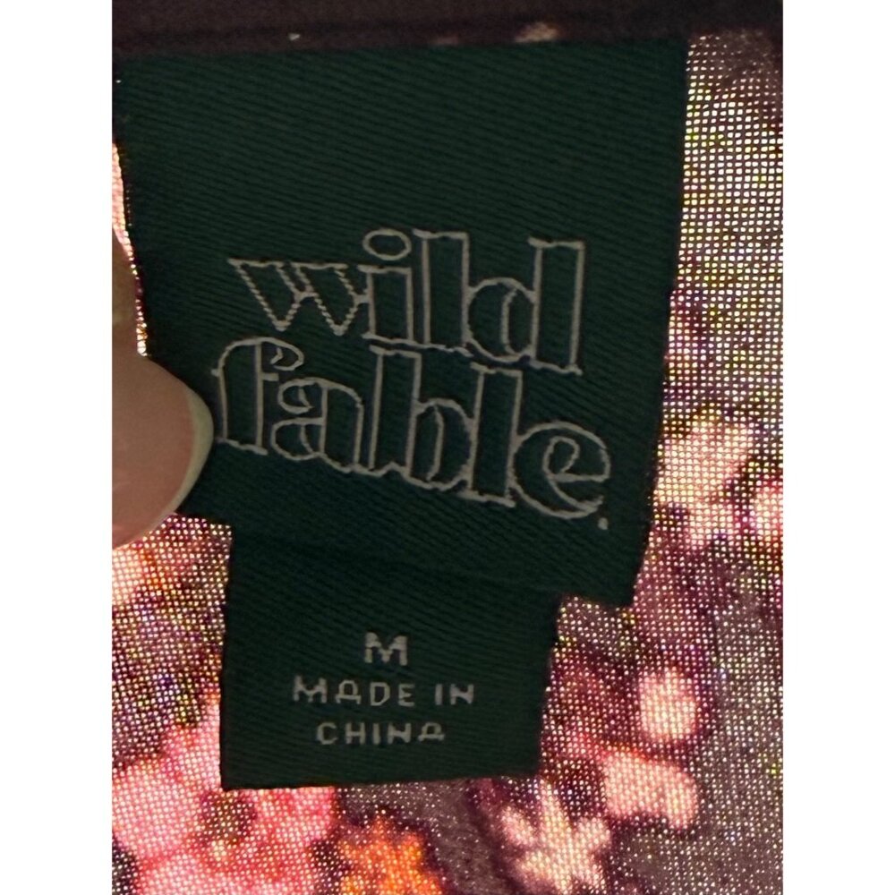 Wild Fable Burgundy Floral Crochet Trim Tiered Hem Grunge 90s Babydoll Dress - Picture 10 of 13